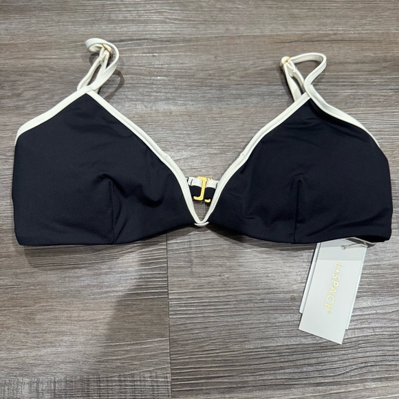 L*space Helena Bikini V Black White Top Swim